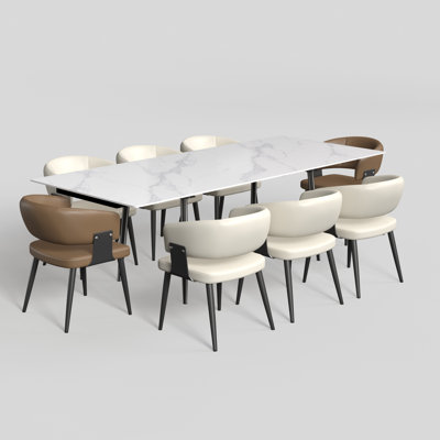 8 - Person 62.9 Inch To 94.4 Inch Extendable Four Leg Dining Set