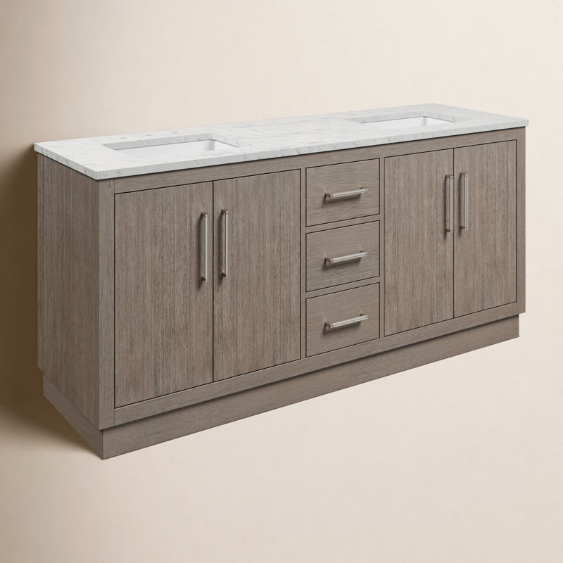 Ensemble de meuble-lavabo double 72 po Kamila, Chrome