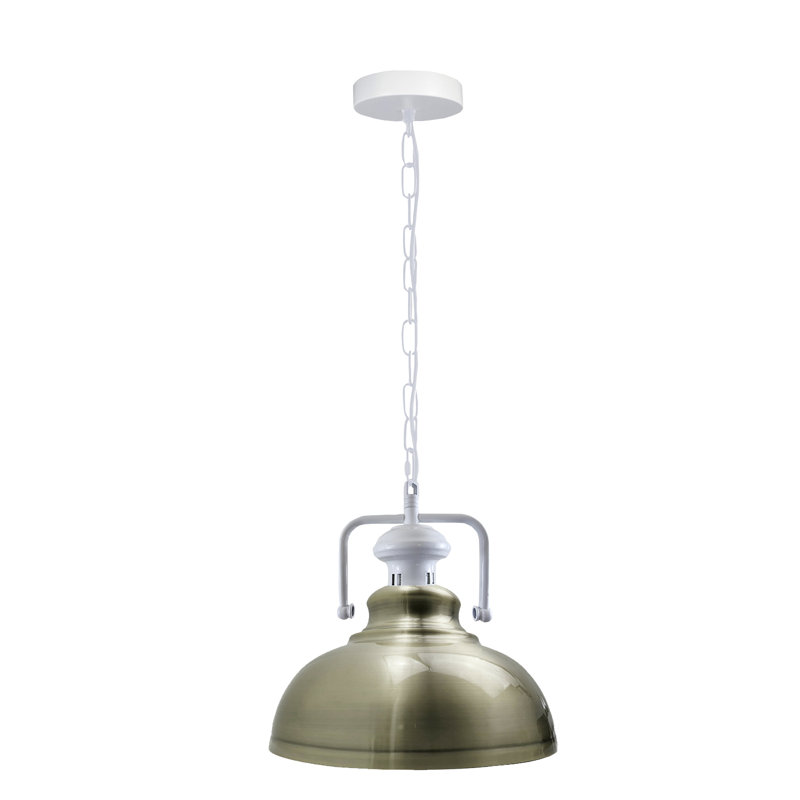Lockett 1 - Light Satin Nickel Pendant, Green Brass