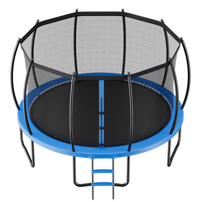 Trampoline d'extérieur, trampoline récréatif de 16 pi, trampolines homologuées ASTM avec filet d'enclos et coussin épaissi, capacité de poids maximale de 475 lb, trampolines antirouille pour enfants et adultes