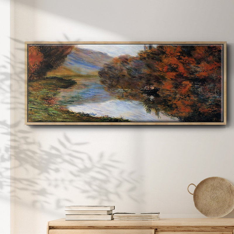 Chaloupe sur la seine à Jeufosse, 1884, H 12 po x l 30 po x P 1,5 po, Toile avec cadre naturel