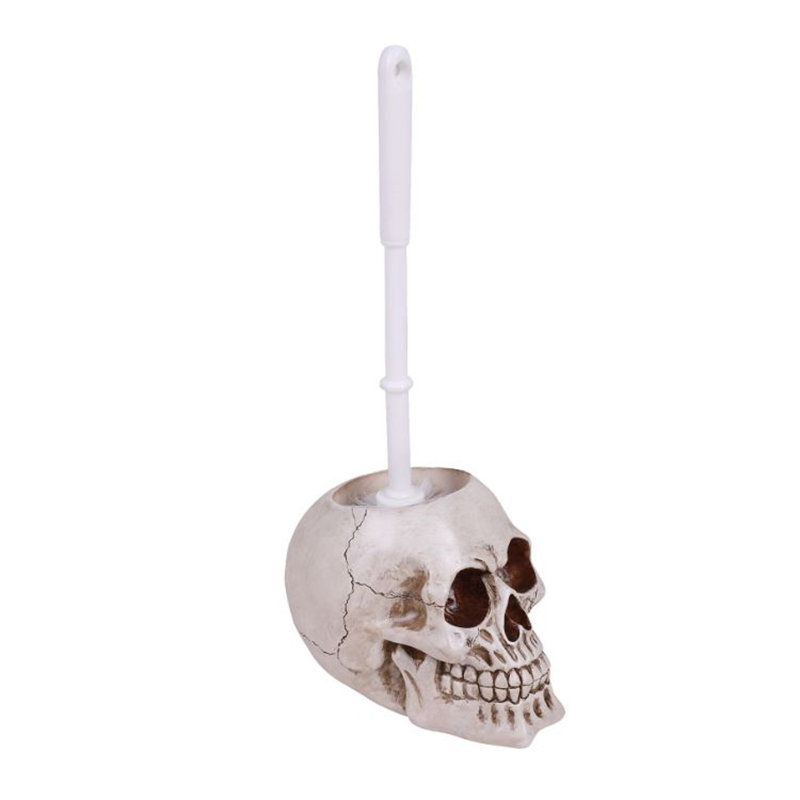 Brosse de toilette autoportante et porte-figurine en résine de crâne 14in. h