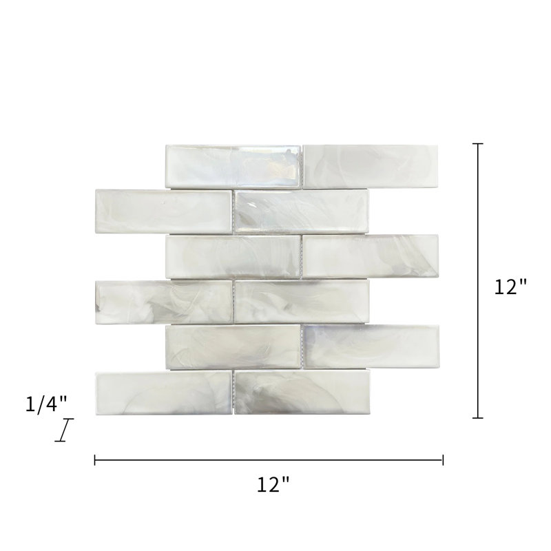 Carreau de mosaïque en verre émaillé blanc chaud 12 po x 12 po (1 pied carré / pièce)