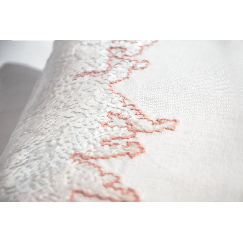 Ferns Floral Linen Throw Pillow, Rectangle 16"H x 20" W, Apricot
