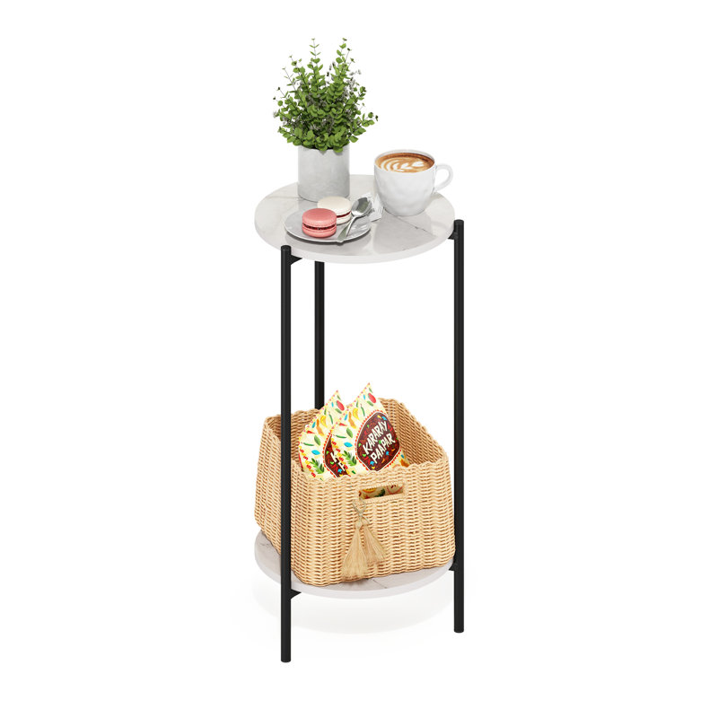 Grande table de bout Caureen, Marbre blanc, H 23,62 po x l 11,57 po x P 11,57 po