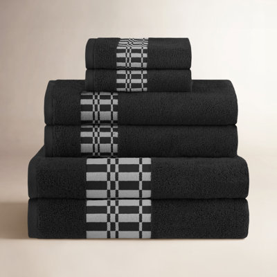 Mikira 6-Piece Geometric Border Towel Set