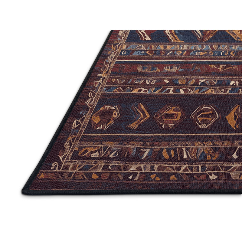 Machine Washable Black Area Rug, Round 4'