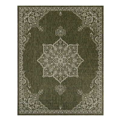 Crabill Oriental Green/Gray Indoor/Outdoor Area Rug
