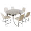 Ensemble de table de salle à manger 55,1 po, table de cuisine moderne pour 4 à 6 personnes, pieds en acier, ensemble de salle à manger à piédestal avec chaise de salle à manger, gain de place-115296624-115296626-122499344