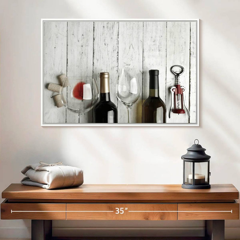Dégustation de vin, Cadre flottant blanc, 25 po x 17 po