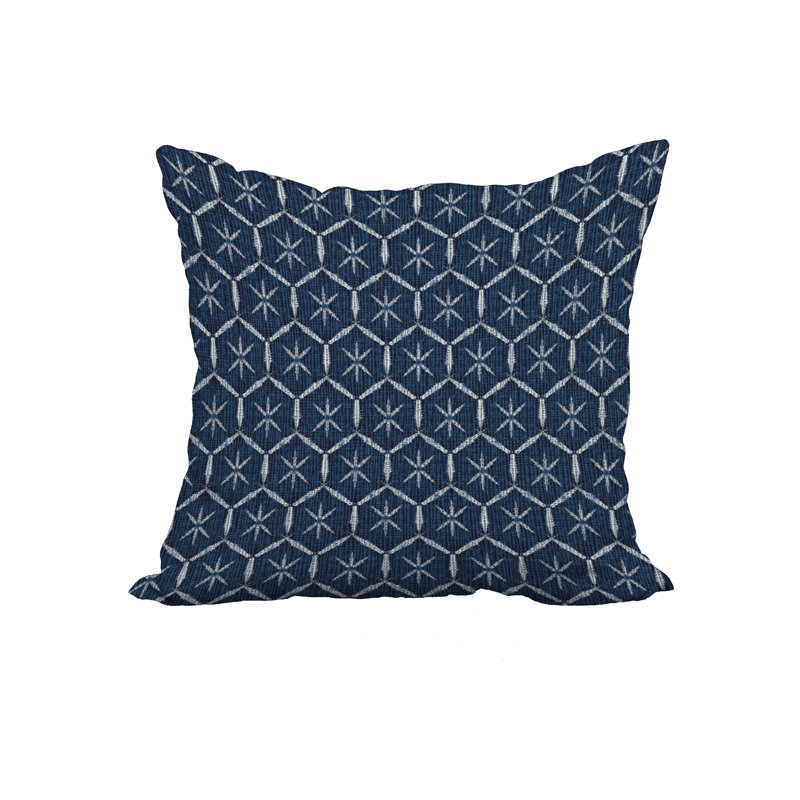  Housse de coussin en coton imprimé et insert, 18 po x 18 po, Bleu