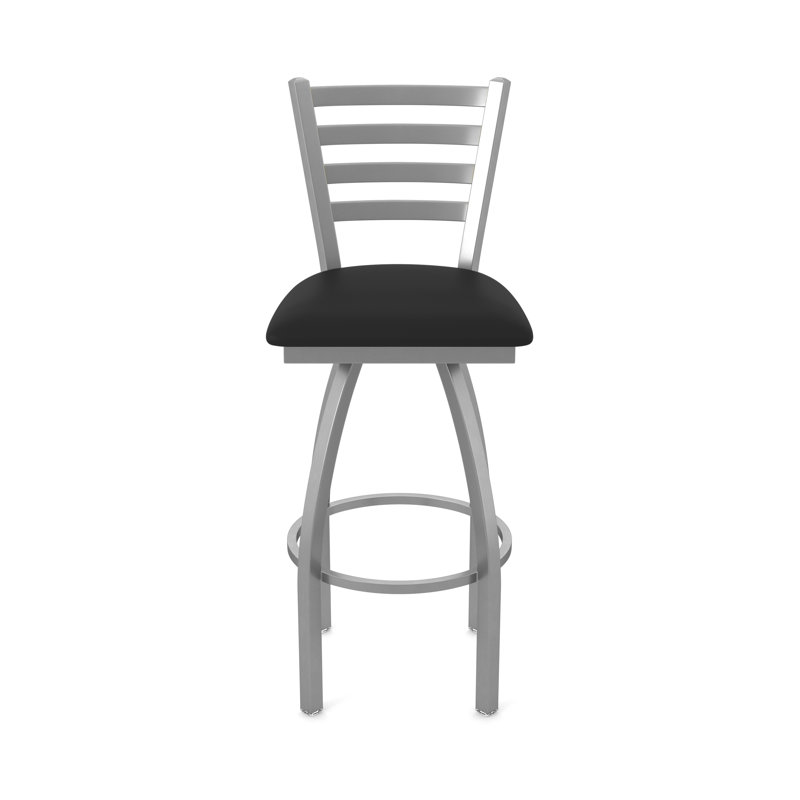 Tabouret pivotant Jackie, Vinyle - vinyle noir, Inoxydable, Très grand (siège d'une hauteur de 36 po)