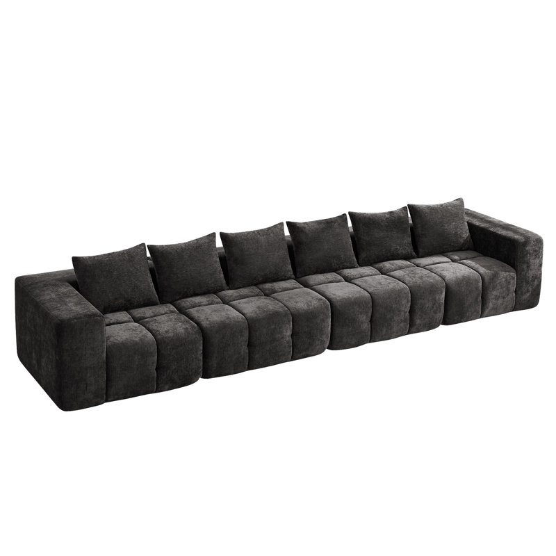 Straight Modular Sofa With Compressed Boneless Sectional, Black, 4