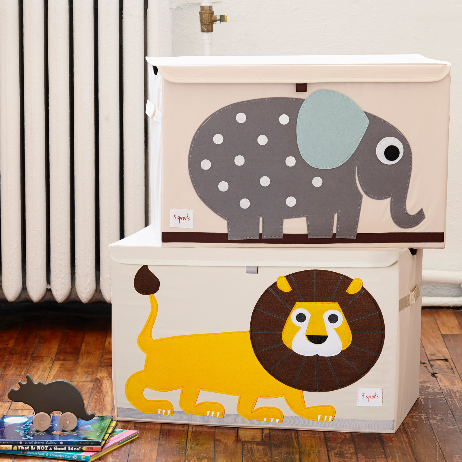 3 Sprouts Collapsible Toy Chest Storage Bin for Kid's Playroom, Lion