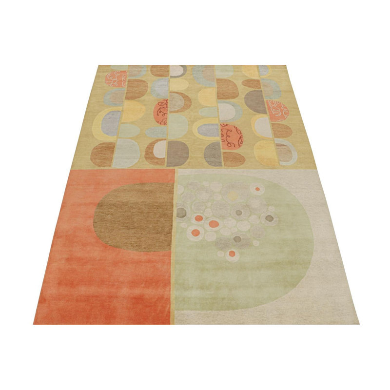 Hand Knotted Geometric Area Rug, Rectangle 10' x 14'