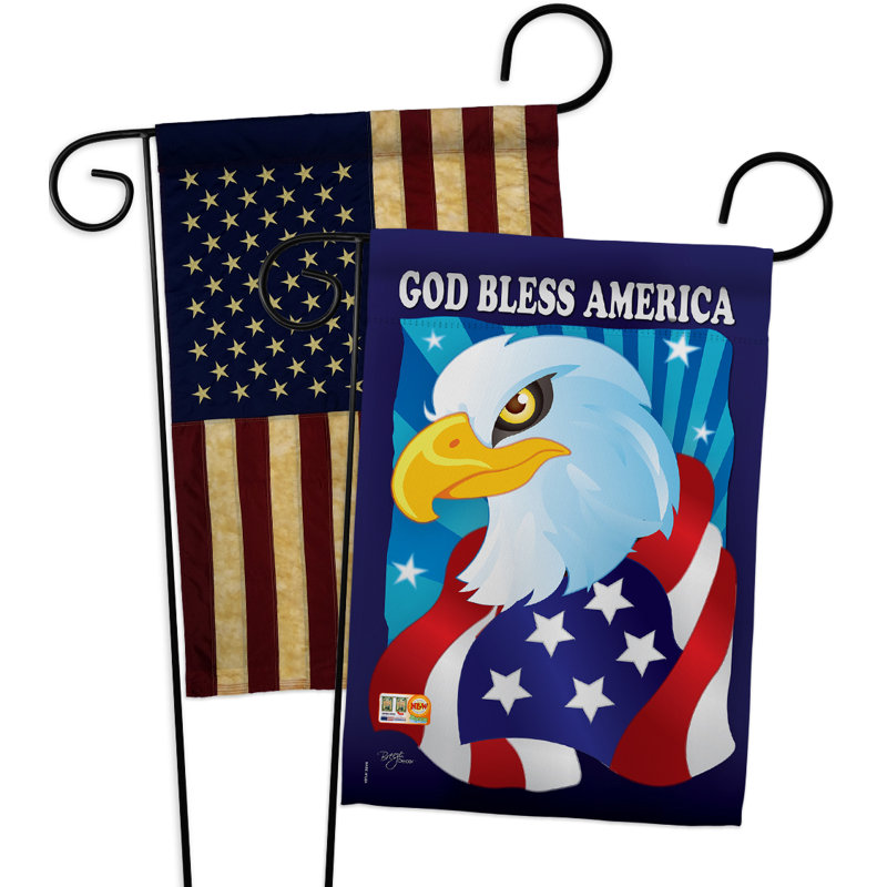 Polyester de couleur décorative de polyester de 2 côtés 19 x 13 po freedom eagle  drapeau de jardin
