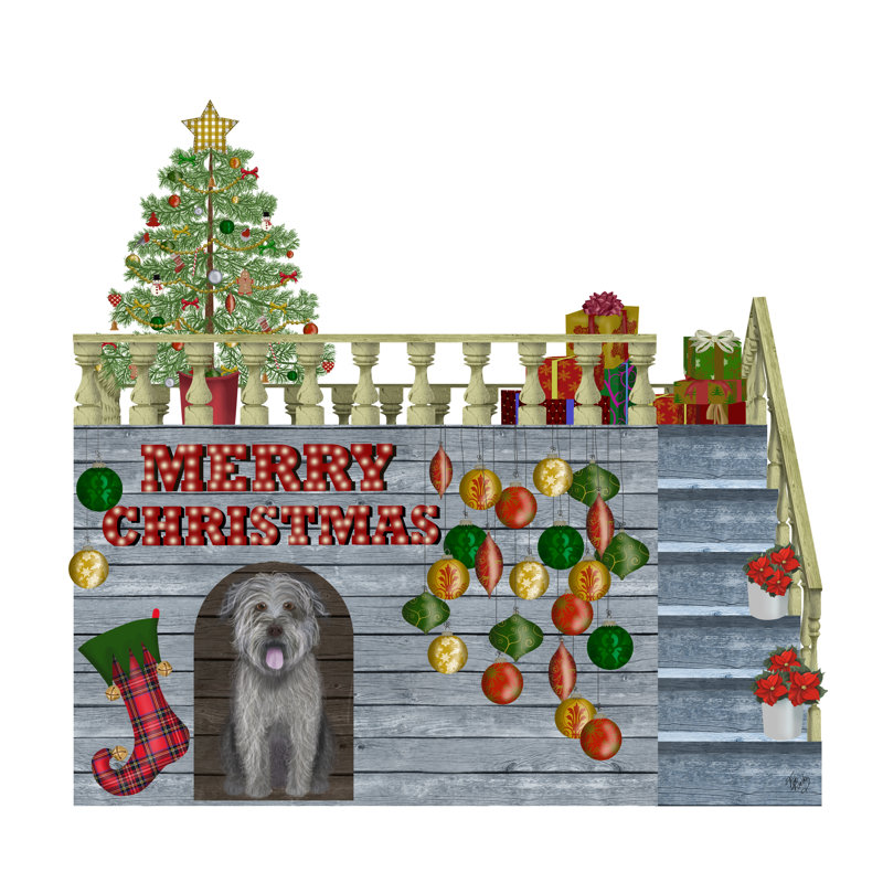 Christmas Des Christmas Kennel Bauble by Fab Funky - Wrapped Canvas Print, 30cm H x 30cm W