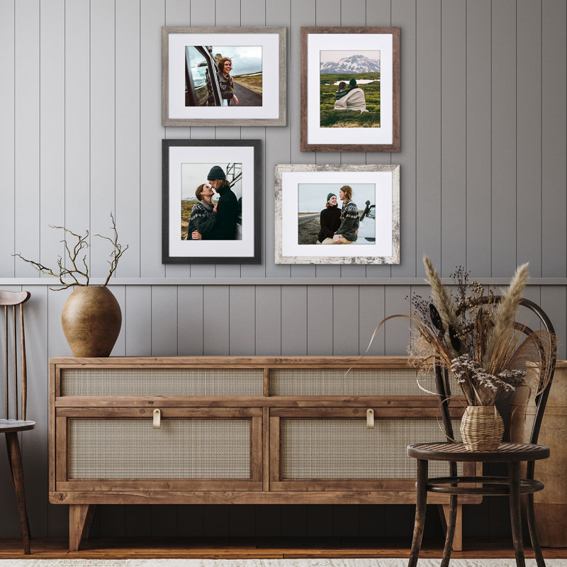 Ensemble de 4 cadres photo Americanflat, L 11 po x H 14 po, Auberge rustique