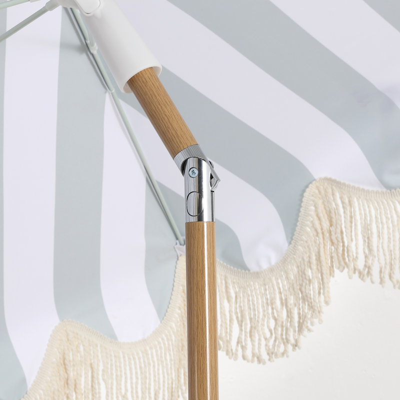 Parasol de plage 6,5 pi Mariner Classic, Brun, Vert / rayures blanches