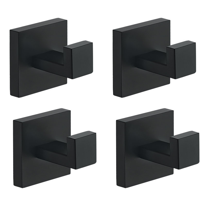 Wall Mounted Towel Hooks Bathroom Towel Hooks, Matte Black, 4