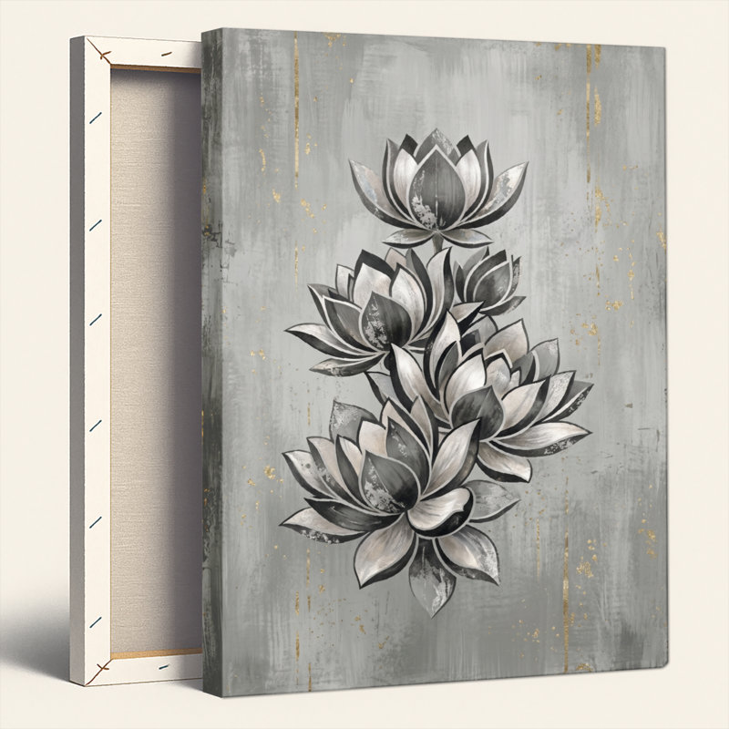 Ensemble de 1 tableau sur toile Fleur de lotus, H 40 po x l 28 po, Toile tendue