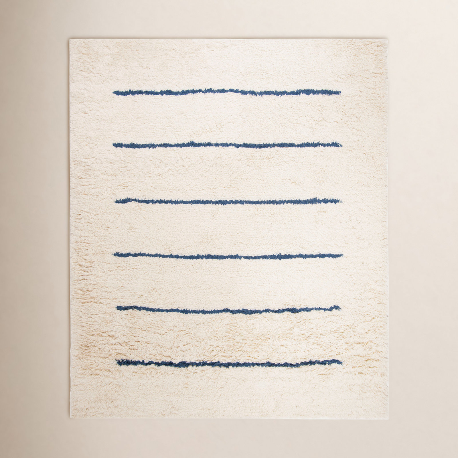 Mayer Handmade Wool Ivory/Navy Rug, Rectangle 5' x 8'