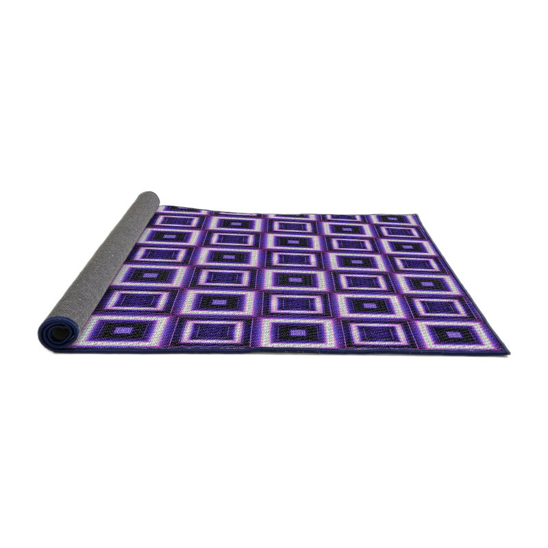 Mauve/noir/Tapis décoratif blanc à motif géométrique Pennebaker, Rond 7 pi
