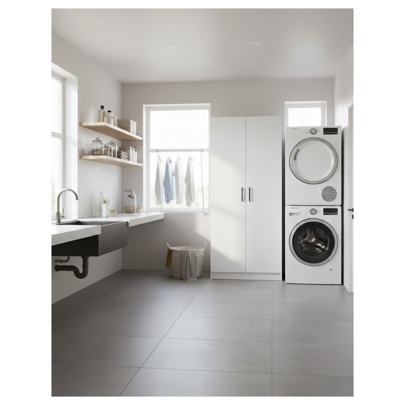 Armoire de rangement multifonctionnelle multifonctionnelle Modex blanche avec tablettes réglables et portes à fermeture en douceur