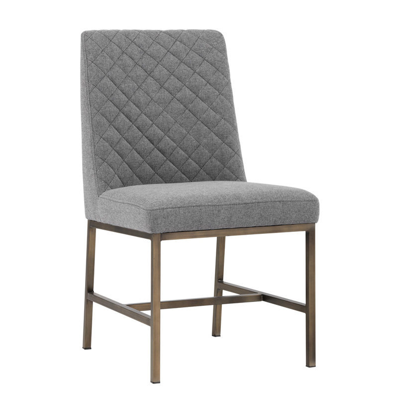 5West Upholstered Dining Chair, Dark Gray Performance Basketweave