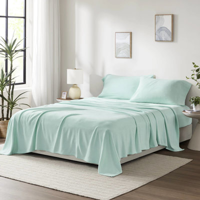 Drap simple 100% polaire 3 pièces Handfeel Cozy Pilling 2 pièces taies d'oreiller plates Lavable à la machine