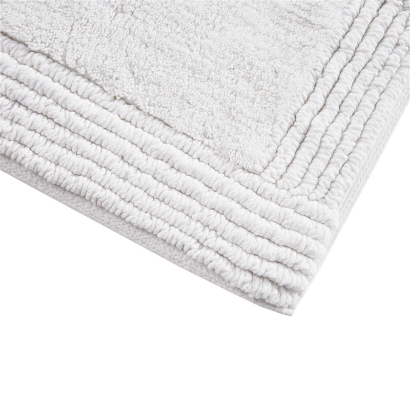Tapis de bain réversible 100% coton touffeté 3000 g / m² blanc, L 34 po x l 21 po