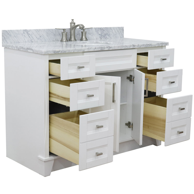 Ensemble de meuble-lavabo simple 49 po Abdijabar, Mable gris clair