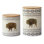 Free Spirit Tan Gray Ceramic Aztec Print Southwestern Style 2 Piece Canister Set