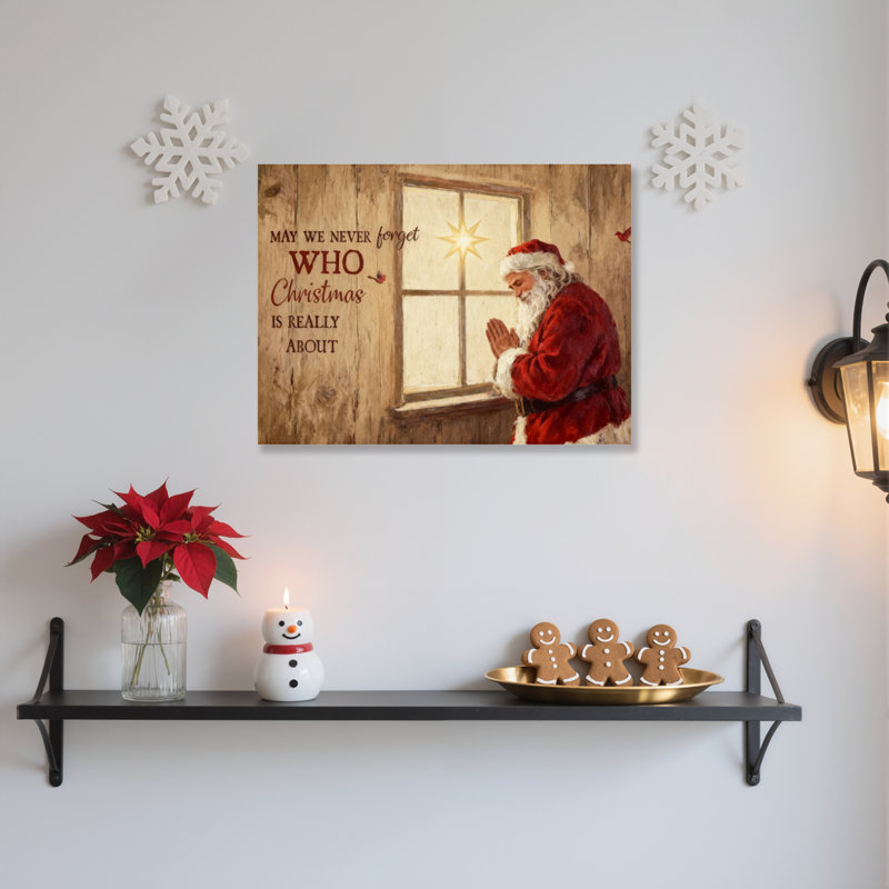 Art mural sur toile père Noël, H 12 po x l 18 po