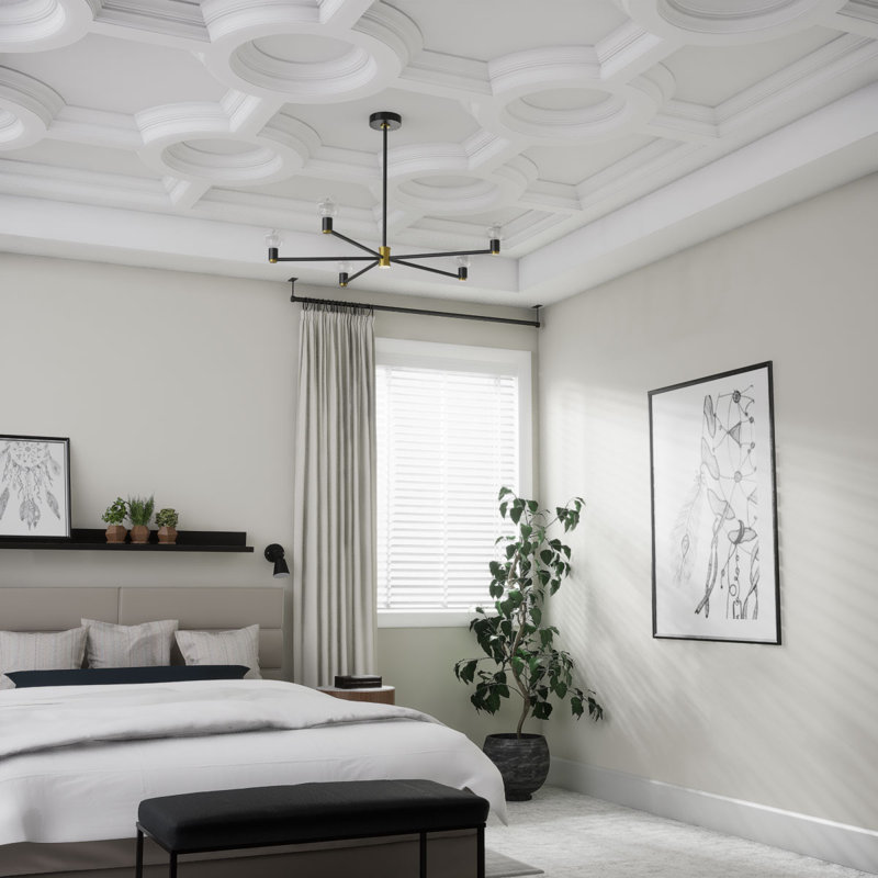 Ensemble de plafond à caisson de luxe 8 "avec croisement circulaire Endurathane pour pièces de 12 pi x 16 pi ou moins, apprêté en usine (composants empilables)