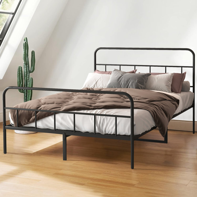 Latanja Metal Platform Bed Frame with Headboard, King