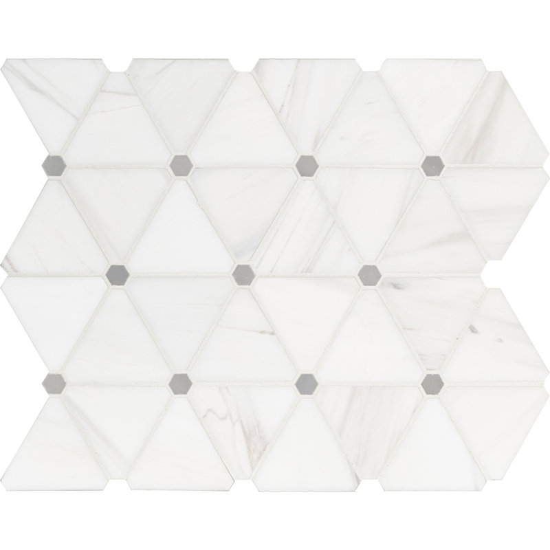 Calabria Frost Pinwheel 12 in. x 14 in. Polished Marble Mosaic Floor and Wall Tile