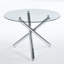 Ensemble de salle à manger 1 + 4,5 pièces, table de salle à manger avec pieds en métal Mid-Century pour 4-6 personnes avec plateau en verre, table de salle à manger à piédestal, table basse de loisirs-893625757