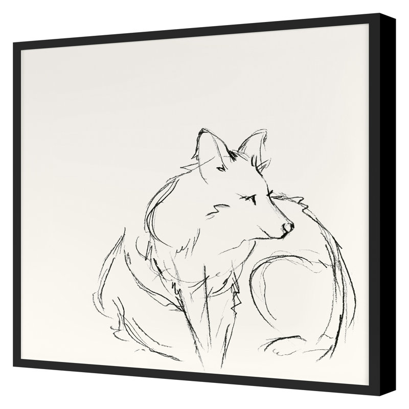 Fox Sketch 1 Print by Katie Todaro, Black Framed, 20" H x 20" W