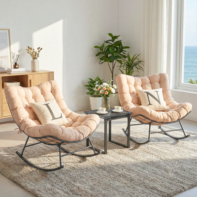 3-pieces Oversized Rocking Seating Group With Cushion And Table