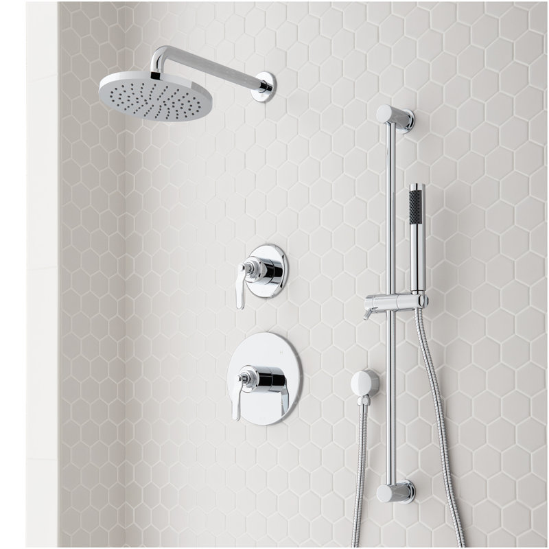 Gunther Pressure Balance Shower System with Slide Bar and Hand Shower - Chrome, Chrome