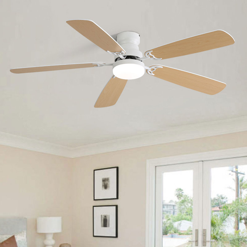 Lieschen 52'' Ceiling Fan with LED Lights, Natural, White