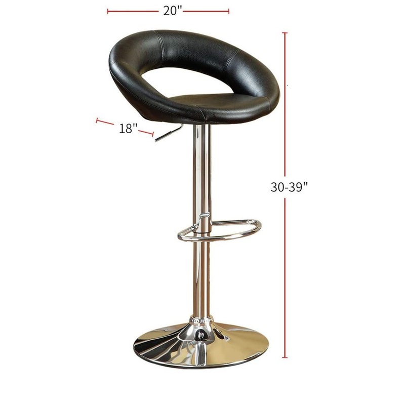 Tabouret réglable contemporain noir de 2 en similicuir avec base pour la salle à manger 2 pièces Tabourets et sièges rembourrés Modern