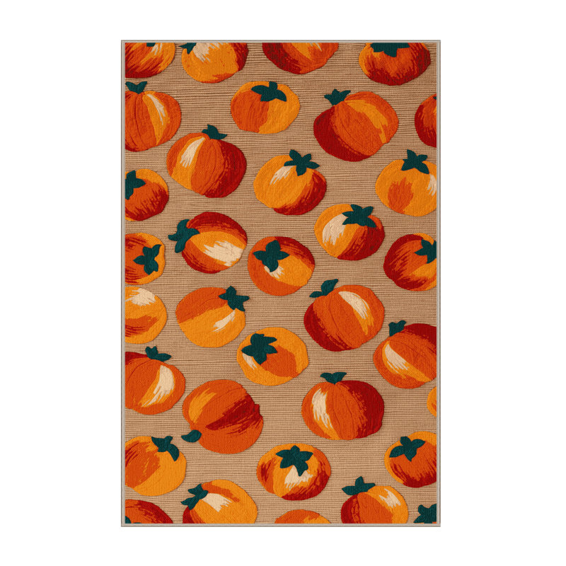  Tapis lavable fruits kaki, Rectangle 6 pi x 9 pi