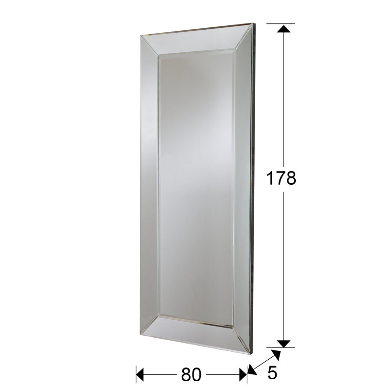Balceta Glass Flat Wall Mirror, 178cm H x 80cm W