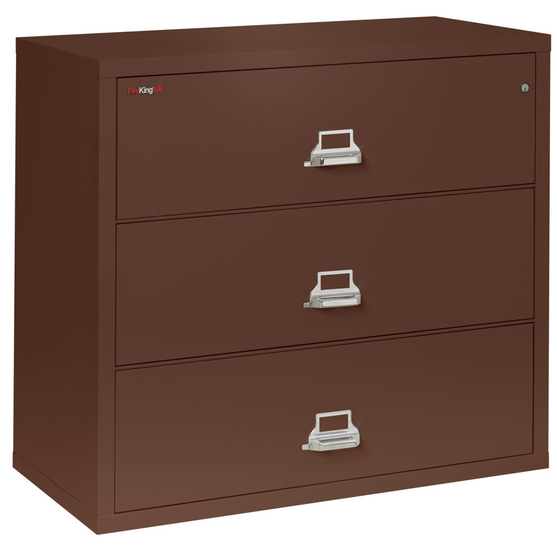 3 - Drawer File Cabinet, Brown, Key Lock