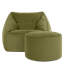 icon Natalia Velvet Adults Bean Bag Armchair and Pouffe, Ready Filled Large Beanbag and Footstool Forest Green-90562464