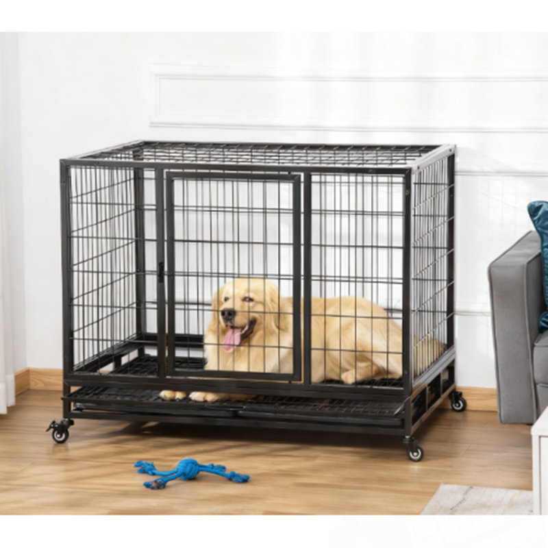 Caisse pour chien en métal avec roues