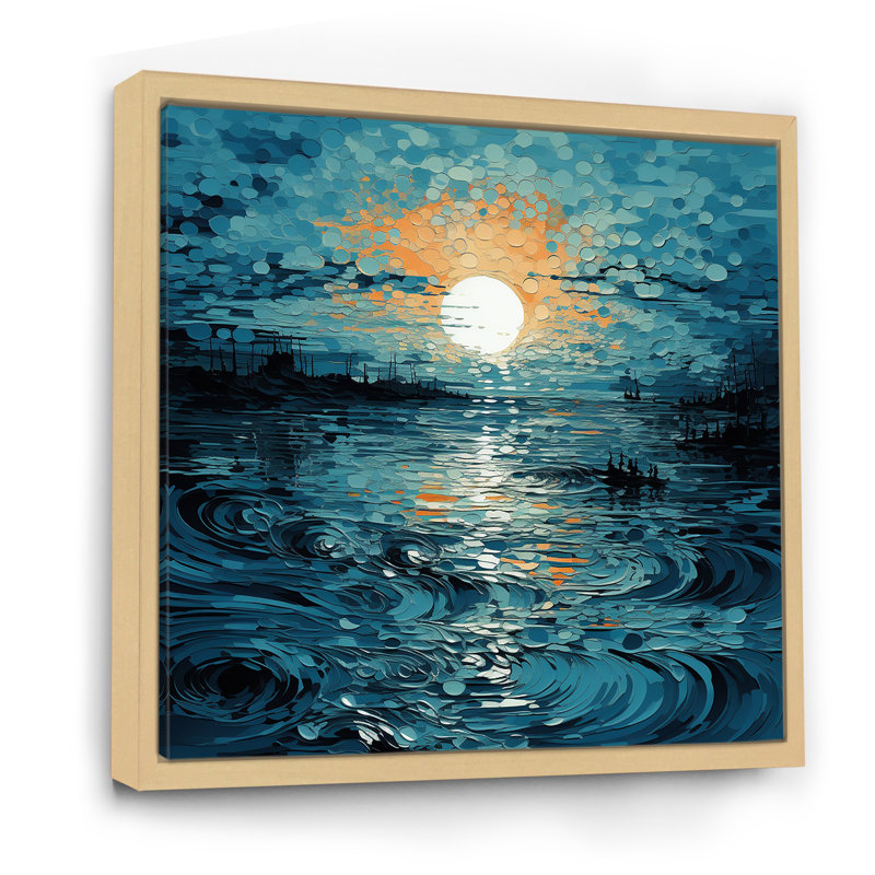 «Minimalisme Lake Paint Sunset», reproduction sur toile, H 36 po x l 36 po x P 1,5 po, Cadre naturel flottant