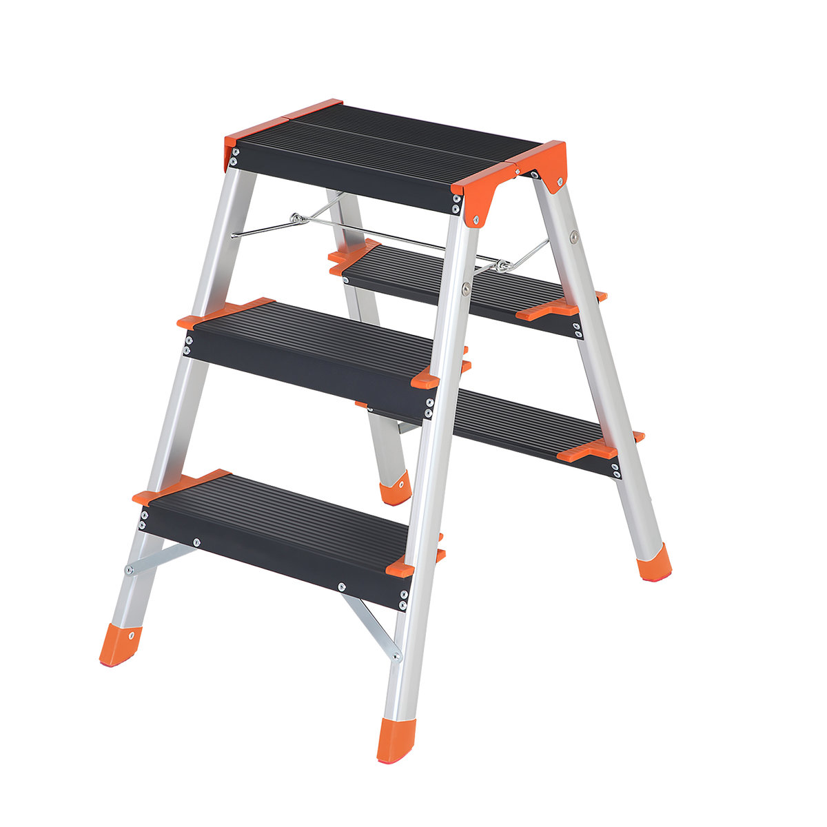 Portable 3-Step Folding Ladder Lightweight Aluminum Non-Slip Heavy-Dut - View #4